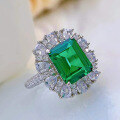 wholesale 925 Sterling Silver Cross-Border Luxury Simulated Emerald Cut 9*11 High Carbon Diamond Ring-0-2