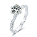 wholesale 925 Sterling Silver Simulated Moissanite Six-Prong Engagement Ring Wedding Ring for Women Ins Style Drop Shipping-0-1