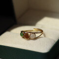wholesale S925 silver and gold-plated natural Hetian jade multi-gem wide open ring fashion stackable ring-0-1