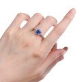 wholesale S925 Sterling Silver Royal Blue 6*6mm Chunky Square Ring for Women, Minimalist Band Engagement Ring-0-4