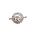wholesale S925 Silver with pink diamonds, fashion and personality style micro-pave simulated diamond ring, popular princess women's jewelry-0-4