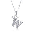 wholesale 925 silver popular 26-letter alphabet necklace for women, stylish and elegant moissanite cross-border collarbone chain-0-27