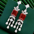 wholesale Metal material first, Mu Jing Jewelry new independent design luxury vintage style red gemstone earrings 12*14 high-end earrings for women-0-5