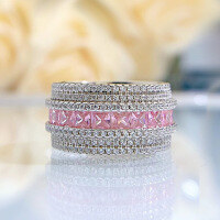 wholesale S925 Silver New Stylish and Trendy Ring with Luxury Inlay, Jackson Wang Same Style Ins Ring for Women-Pink Diamond No. 8