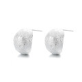wholesale S925 Sterling Silver Korean Minimalist Ins Style Brushed Finish C-curve Geometric Versatile Commuter Earrings for Women-0-4