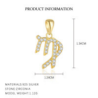 wholesale S925 Sterling Silver Cross-border Twelve Zodiacs Exquisite Personality Choker Necklace For Women, Light Luxury Fashion Pendant, European And American Versatile-A4146-Virgo/Single Pendant 925 Silver