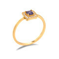 wholesale S925 silver gold-plated high-end iolite square ring for women, geometric minimalist versatile hand accessory-0-1