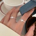 wholesale S925 Sterling Silver Iridescent Zircon Open Heart Ring for Women, New Trendy Versatile Minimalist High-end Fashion-0-2