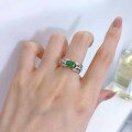 wholesale S925 Sterling Silver 1 Carat Emerald Exquisite Full Diamond Micro-Paved Ring, New Style for Cross-Border-0-3