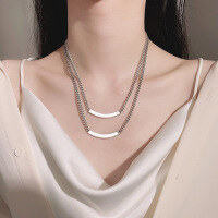 wholesale S925 Sterling Silver Minimalist Plain Curb Chain Retro Unisex Versatile Hip Hop Necklace-388LC/short version about 11.5g 925 silver
