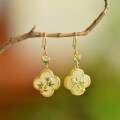 wholesale Vintage-inspired new Chinese style enamel and Hetian jade earrings, Hanfu and Qipao classical jade ear accessories for women-0-8