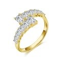 wholesale 18K Gold Adjustable Ash-Cut Lab-Grown Diamond Square Ring with Open Design-0-2