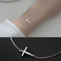 wholesale S925 silver polished cross bracelet, Korean-style minimalist fresh and simple personalized jewelry for women S4921-0-0