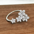 wholesale S925 Sterling Silver Zircon Flower Ring Sweet and Gentle Adjustable Open Ring Christmas Gift-0-2