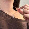 wholesale Metal S925, women's cross necklace in ins style with diamond accents, delicate collarbone chain, sophisticated neck accessory-0-2