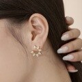 wholesale S925 sterling silver cross-border earrings for women, luxurious and elegant pear-shaped zirconia floral design, fashionable and versatile ear accessories-0-3