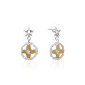 wholesale S925 Sterling Silver Diamond-Studded Sweet Lucky Four-Leaf Clover Ear Studs Earrings for Women, New Korean Style Fashion Elegant Jewelry Ear Accessories-0-4