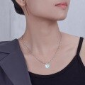 wholesale Metal Korean New Cat's Eye Teardrop Heart Necklace Bracelet Set Women Ins Trendy Forest Style Versatile Elegant Collarbone Chain Niche-0-0