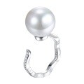 wholesale S925 Silver European and American Minimalist Geometric Open Ring with 14mm Shell Pearl, Aloof Style Band-0-4
