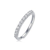 S925 Silver Moissanite Six-Claw Light Luxury Adjustable Ring-R13232 Moissanite 2.0mm*11 grains