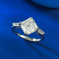 wholesale S925 Silver Ring with Sparkling Asscher Cut 8*8mm White Simulated Diamond for Women, Ladies' Gift Live-0-2