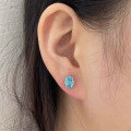 wholesale Sterling Silver New 6*8mm Aquamarine Zircon Earrings for Women, Cross-Border Ins Best-Seller-0-2