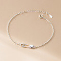 wholesale S925 Silver Fresh and Sweet Ins-style Niche Designed Exquisite Heart-shaped Paperclip Bracelet S7976-0-1