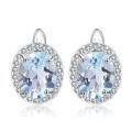wholesale S925 Silver Natural Sky Blue Topaz Stud Earrings Light Luxury Fashion High-End Gemstone Ear Jewelry-0-4