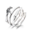 wholesale S925 Sterling Silver Vintage Small Fresh Pastoral Style Bamboo Joint Design Ring, Elegant and Gentle Adjustable Open Finger Ring-0-5