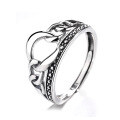 wholesale S925 Sterling Silver Double-Layer Twisted Circle Pendant Small Lock Head Ring Retro Minimalist Niche Unisex Band-0-4