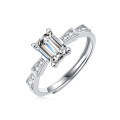 925 Silver Octagon Moissanite Ring Trapezoid Design Micro-Set Luxury Cross-Border High-End Jewelry Women's-0-3