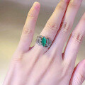 wholesale S925 Silver New Simulation Emerald Marquise Ring for Women, Leaf Design, Daily Elegant Style-0-3