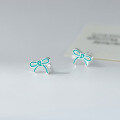 wholesale S925 Sterling Silver Fresh and Sweet Ins-style Niche Design Inlaid Crystal Resin Bow Earrings M06106-0-3