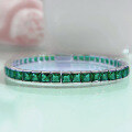 wholesale S925 Silver New Princess-Cut Green Diamond Luxuriously Set Retro Elegant High-End Bracelet by Zhuozhifan Jewelry-0-0