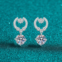 S925 Sterling Silver Moissanite Stud Earrings for Women-8mm zircon  925 silver