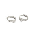 wholesale S925 Sterling Silver EF395 Korean Style Heart-Shaped Earrings, Minimalist and Unique Small Love Buckle Ear Clips for Women-0-5