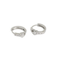 wholesale S925 Sterling Silver EF395 Korean Style Heart-Shaped Earrings, Minimalist and Unique Small Love Buckle Ear Clips for Women-Platinum 925 silver