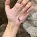 wholesale 925 Sterling Silver Luxurious and Minimalist New Chinese Style Full Diamond Pigeon Blood Red Ruby Small Gourd Necklace, High-End Sense Collarbone Chain for Women-0-1