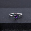 wholesale S925 Sterling Silver Light Luxury and Unique Natural Amethyst Heart Ring, Fashionably Designed Gemstone Ring-0-2