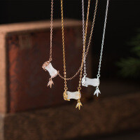 wholesale S925 Silver Literary Retro Niche Design Exquisite Diamond-Inlaid Chalcedony Bamboo Leaf Necklace Y01949-S925 silver necklace rose gold>925 silver