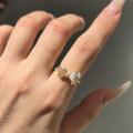 wholesale S925 Sterling Silver Cross-Border New Closed Ring for Women with Waterdrop Zircon Embellished Bow Design Wholesale-0-0