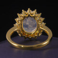 wholesale S925 Sterling Silver Classic Sunflower Natural Cream Blue Moonstone Ring-0-3