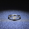 Silver Moissanite Ring Four Prong Sparkling Diamond-0-0