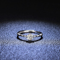 Silver Moissanite Ring Four Prong Sparkling Diamond-50 points (set with D color moissanite)  Size 17