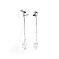 wholesale S925 Sterling Silver Korean Minimalist Heart Earrings Women Small Design Long Tassel Elegant Ear Studs Versatile Ear Accessories-0-4