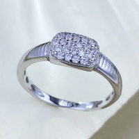 wholesale S925 sterling silver rhodium-plated French square baguette accordion pleats advanced minimalist vintage ring live stream item-R1417 No.6