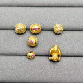 wholesale Gold-plated S925 Ancient Silver Six-Character Mantra Inlaid Diamond Octagonal Bead Accessories for DIY Crafting and Bracelet Making-0-2