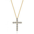 925 Silver Large Geometric Cross Pendant Moissanite Women's Necklace-0-3