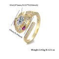 wholesale 18K Gold Plated S925 Sterling Silver Moissanite Fashionable Elegant Serpent Ring in Hot Pink-0-6