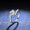 925 Silver Moissanite Ring Four-Prong Classic Solitaire Women's Style-0-3